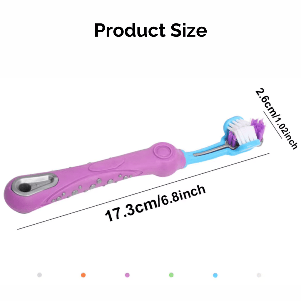 Dailypets Pet Toothbrush with Three-Sided Brush Head for Faster Dog and Cat Cleaning