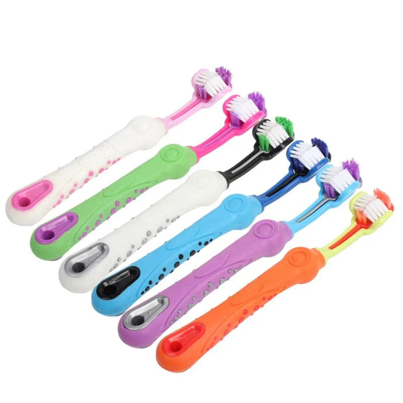 Dailypets Pet Toothbrush with Three-Sided Brush Head for Faster Dog and Cat Cleaning