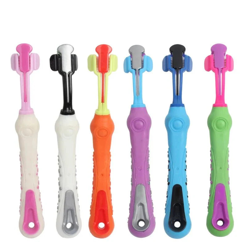 Dailypets Pet Toothbrush with Three-Sided Brush Head for Faster Dog and Cat Cleaning