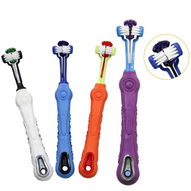 Dailypets Pet Toothbrush with Three-Sided Brush Head for Faster Dog and Cat Cleaning