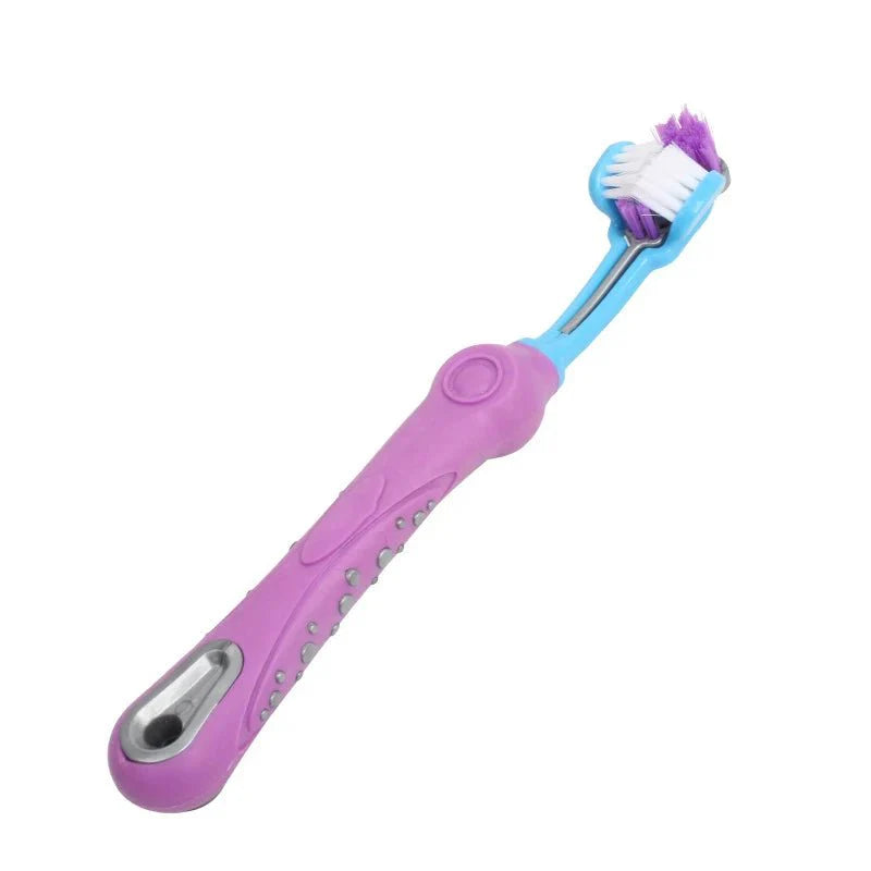 Dailypets Pet Toothbrush with Three-Sided Brush Head for Faster Dog and Cat Cleaning
