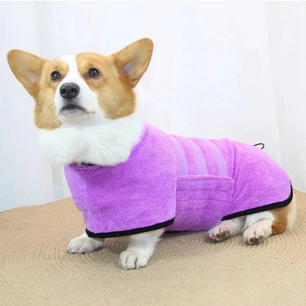 Dailypets Adjustable Microfiber Pet Bathrobe for Dogs and Cats with Quick-Dry Design
