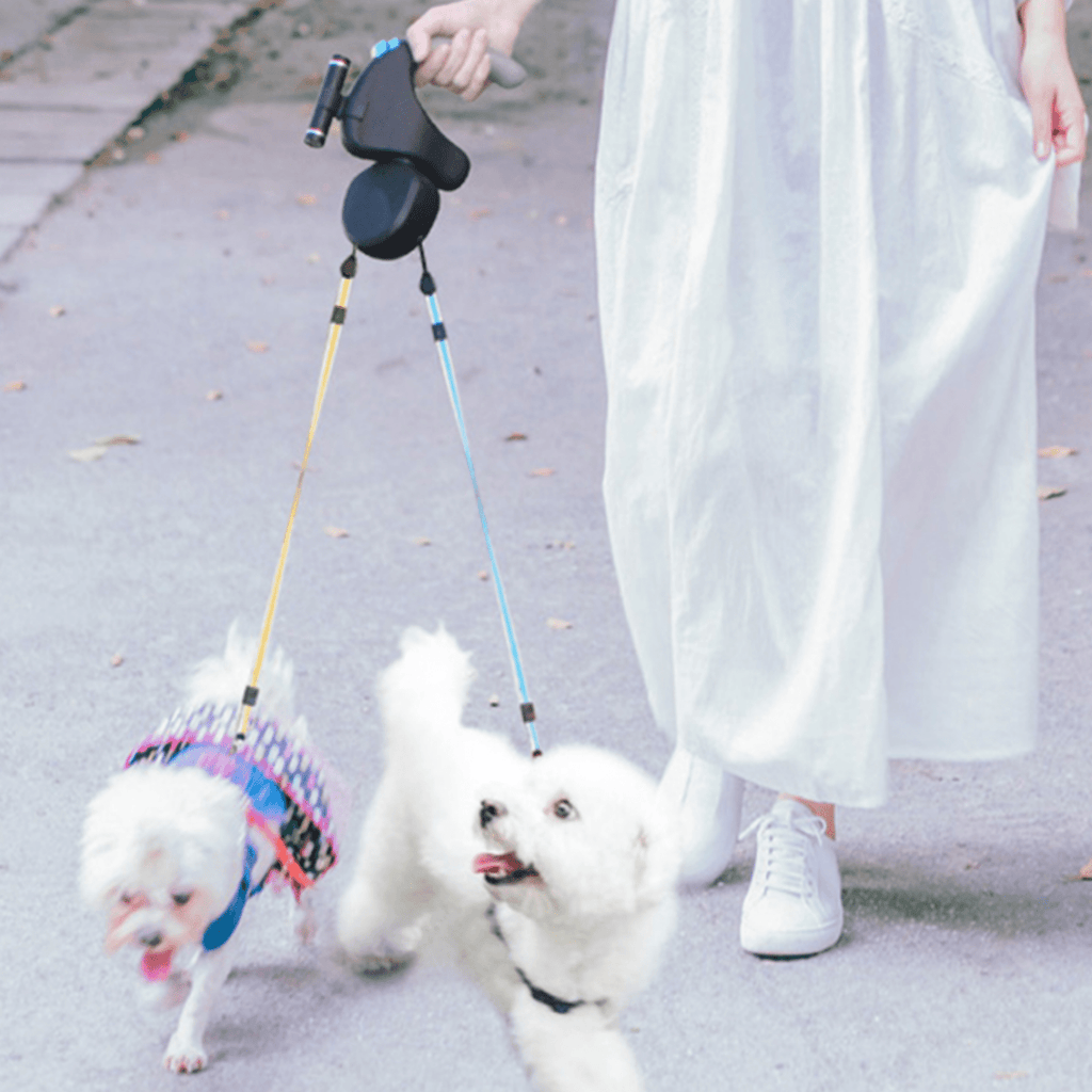 Dailypets Dual Retractable Dog Leash with 360° Swivel and Independent Brake Controls