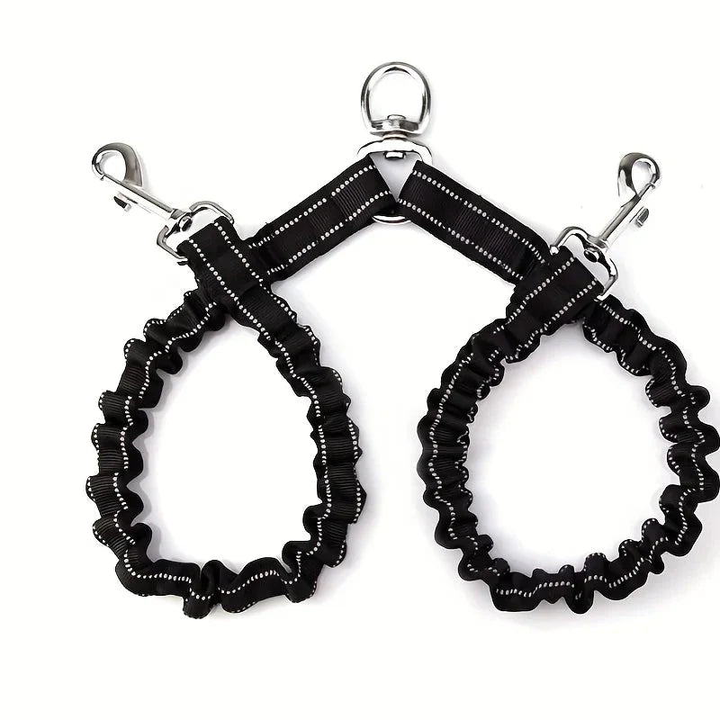 Dailypets Dual Pet Leash Attachment for Two Dogs with Reflective Stitching and Swivel