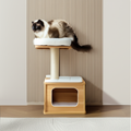 Dailypets Compact Cat Tower with Condo – Beige Cat Tree with Perches & Jute Scratching Post