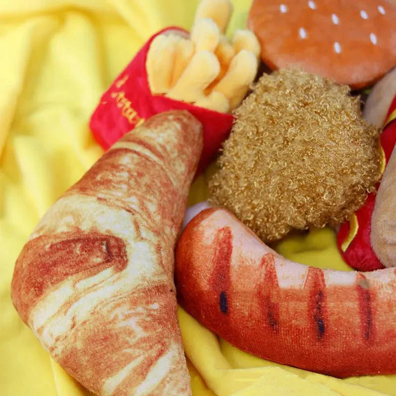 Dailypets Plush Burger & Fries Dog Toy with Squeaker for Playtime