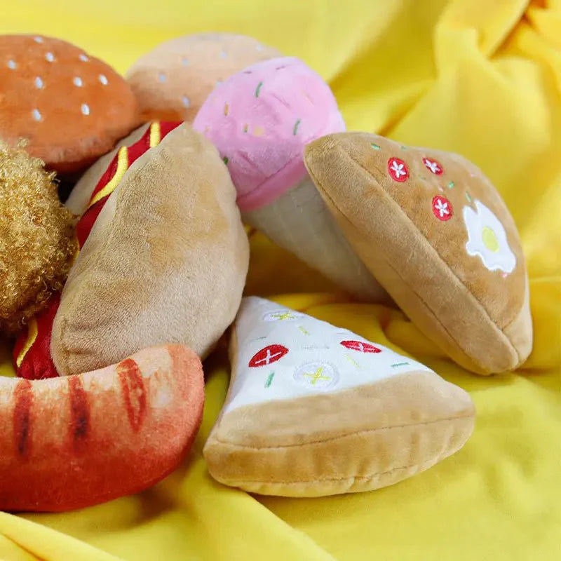 Dailypets Plush Burger & Fries Dog Toy with Squeaker for Playtime