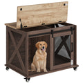 Dailypets Sliding Barn Door Dog Crate Furniture with Flip-Top Access