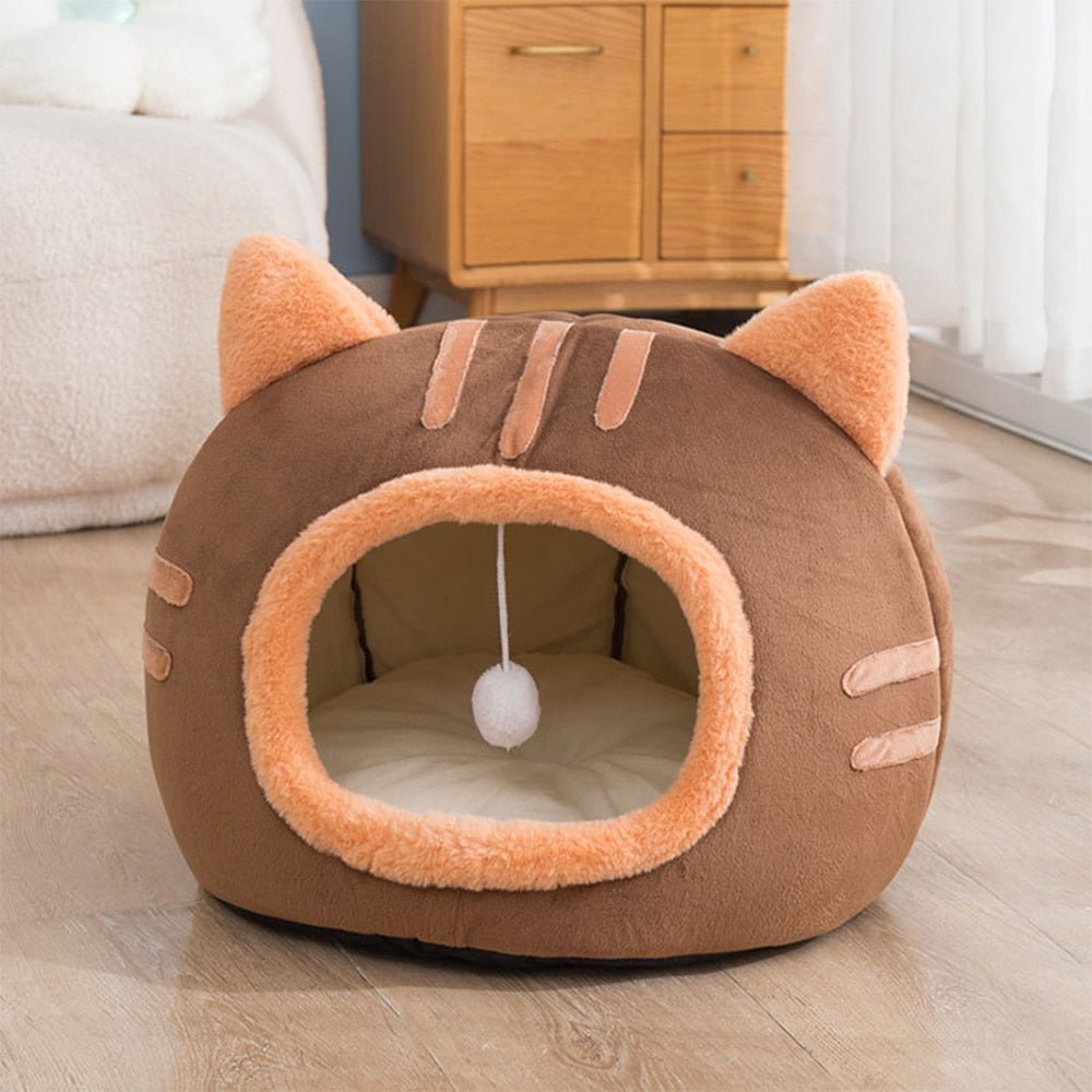 Dailypets Fluffy Cat Bed with Ears – Plush Cozy Cat Cave for Indoor Cats