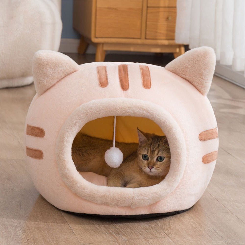 Dailypets Fluffy Cat Bed with Ears – Plush Cozy Cat Cave for Indoor Cats