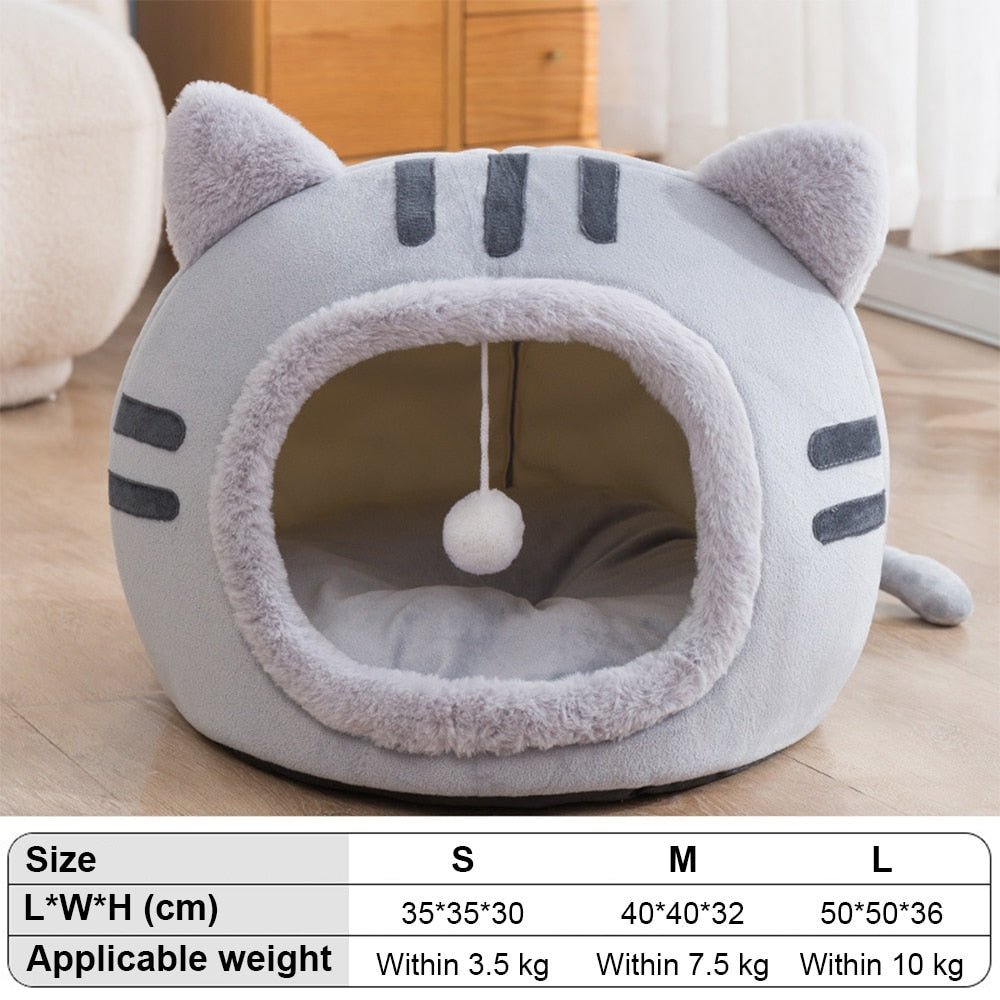 Dailypets Fluffy Cat Bed with Ears – Plush Cozy Cat Cave for Indoor Cats