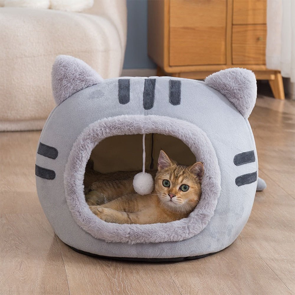 Dailypets Fluffy Cat Bed with Ears – Plush Cozy Cat Cave for Indoor Cats