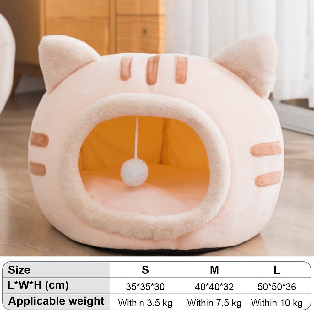 Dailypets Fluffy Cat Bed with Ears – Plush Cozy Cat Cave for Indoor Cats