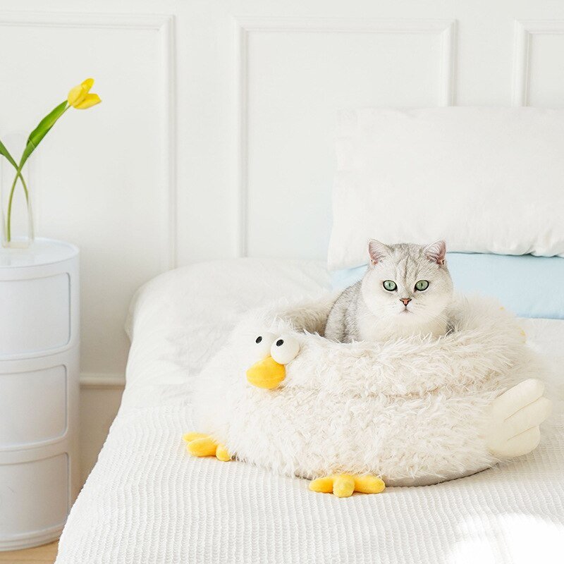 Dailypets Chick Calming Cat Bed – Fluffy Sleeping Nest for Cats