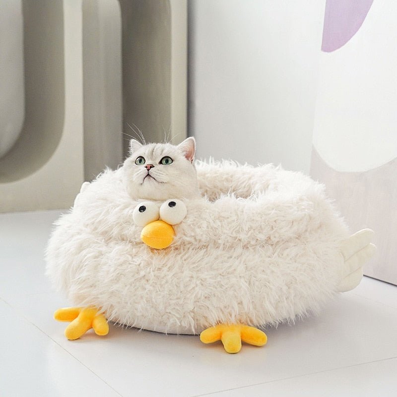 Dailypets Chick Calming Cat Bed – Fluffy Sleeping Nest for Cats