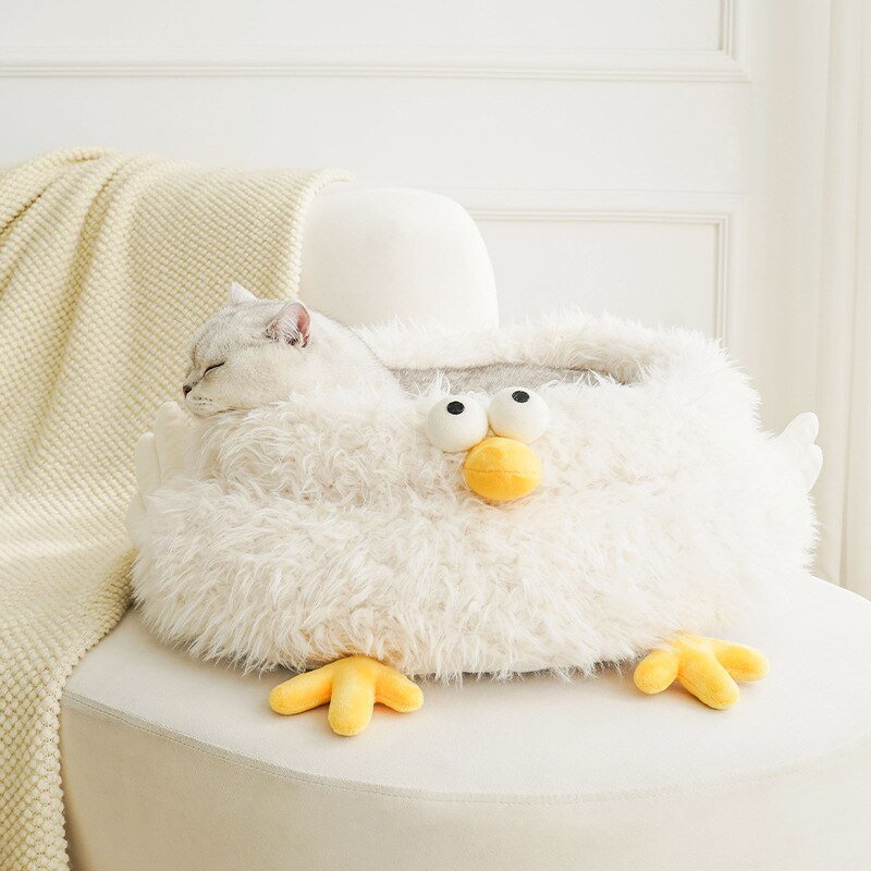 Dailypets Chick Calming Cat Bed – Fluffy Sleeping Nest for Cats