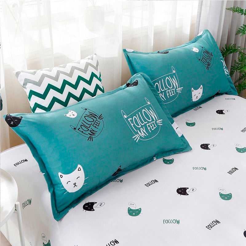 Dailypets Cat Lover Bedding Set – Two-Tone Microfiber Duvet Cover with Bed Sheet