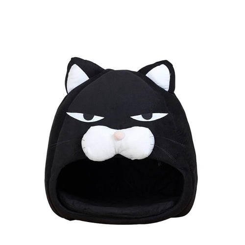 Dailypets Black Cat Plush Bed – Cute Enclosed Sleeping Nest