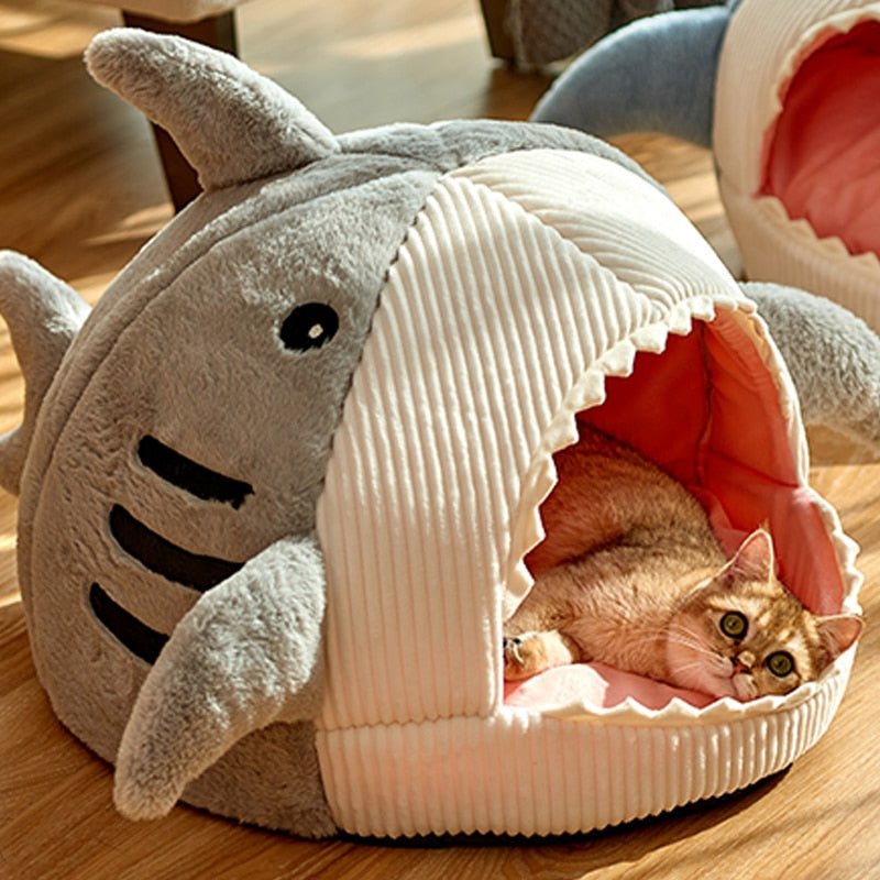 Dailypets Shark Hideaway Cat Bed – Plush Cozy Sleeping Nest