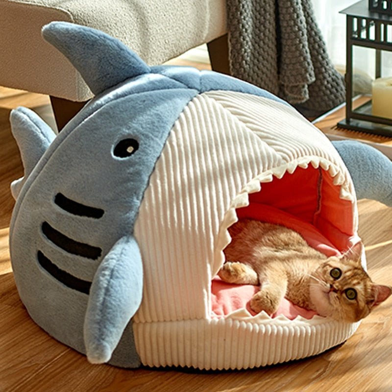 Dailypets Shark Hideaway Cat Bed – Plush Cozy Sleeping Nest