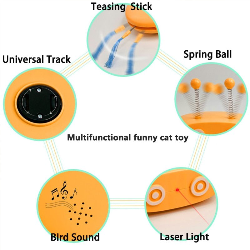 Dailypets Interactive Robotic Cat Toy – Automatic Laser, Bird Sounds & USB Rechargeable