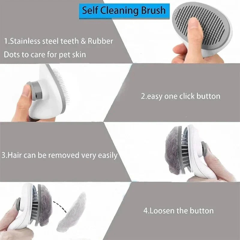 Dailypets Self-Cleaning Pet Grooming Brush for Dogs and Cats with Easy Hair Removal