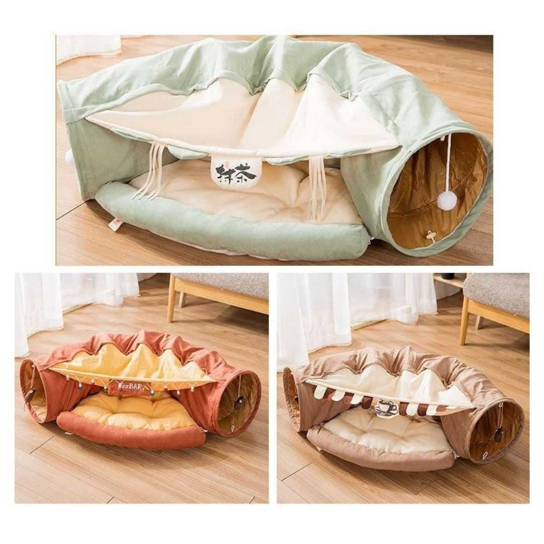 Dailypets Cat Tunnel Bed – Cozy Plush Hideout for Play & Rest