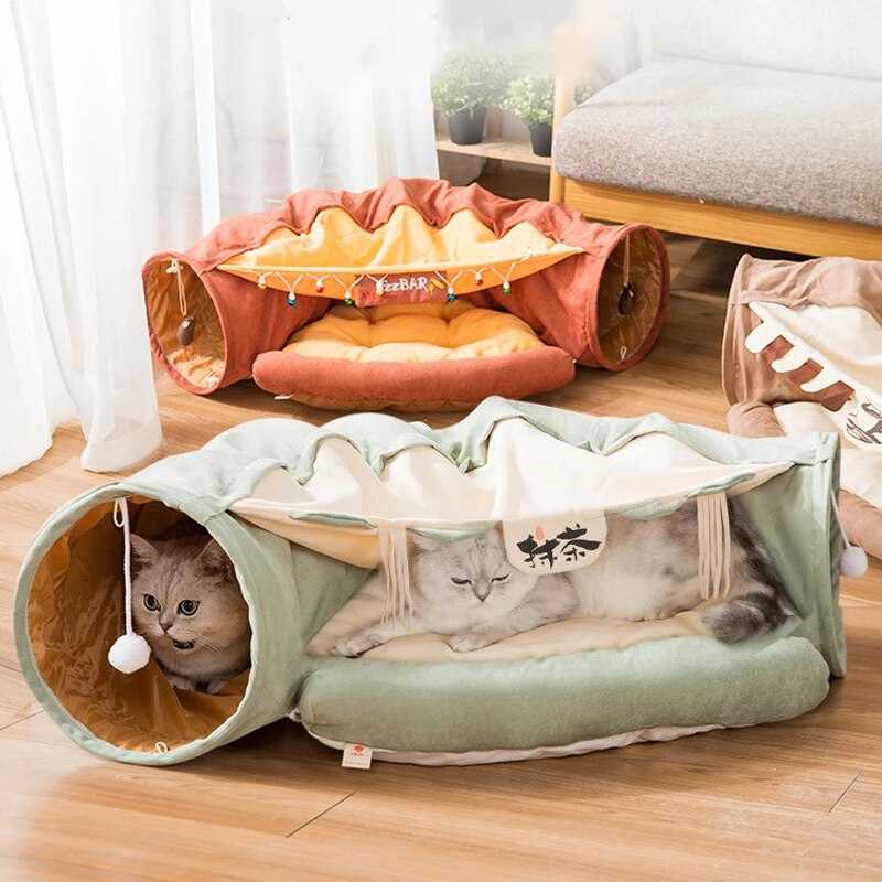 Dailypets Indoor Cat Bed with Tunnel, Cozy Glamping Hideaway for Cats