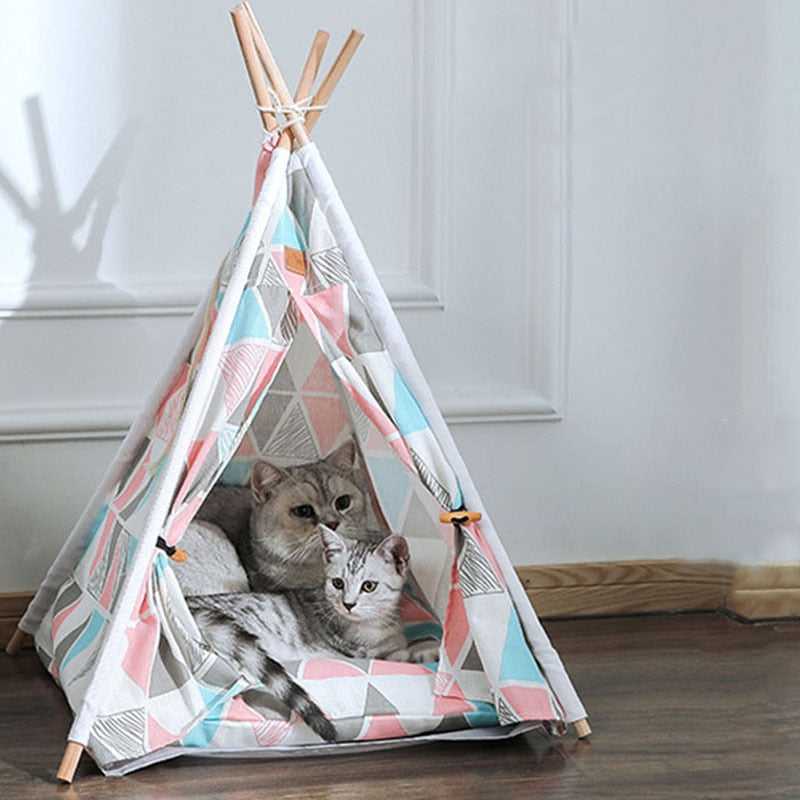 Dailypets Modern Cat Teepee with Wooden Frame