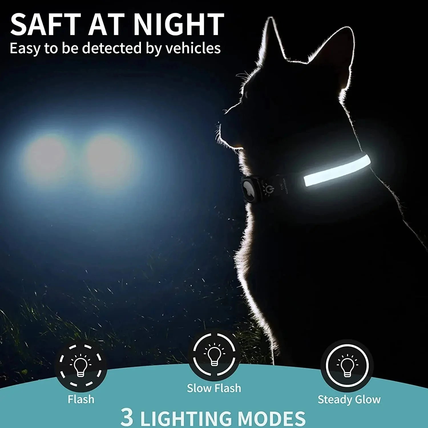 Dailypets LED GPS Dog Collar with AirTag Holder, USB Rechargeable and Waterproof Design