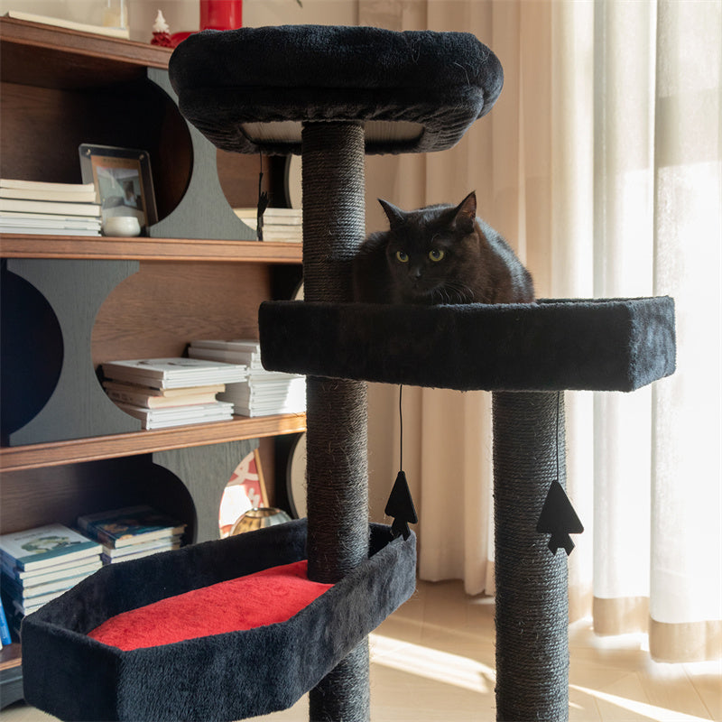 Dailypets Cat Tree Dark Style Cat Scratcher with Cozy Platforms