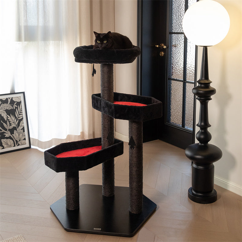 Dailypets Cat Tree Dark Style Cat Scratcher with Cozy Platforms