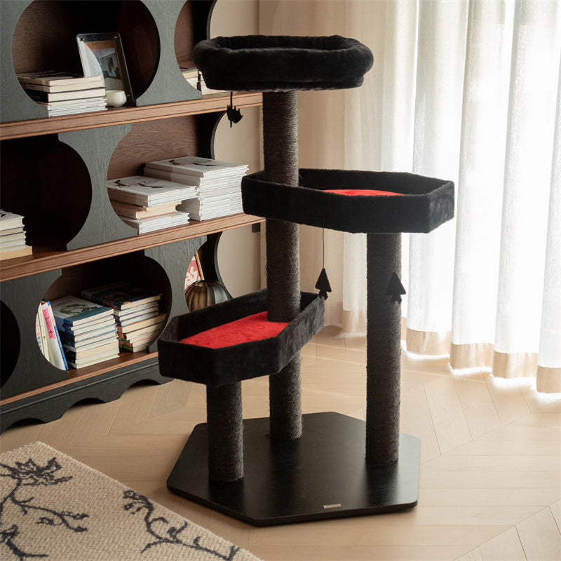 Dailypets Cat Tree Dark Style Cat Scratcher with Cozy Platforms