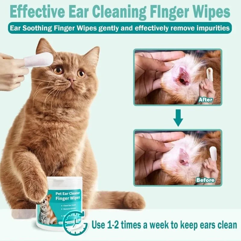 Dailypets Pet Ear Cleaning Wipes with Finger Design for Dogs and Cats Daily Care