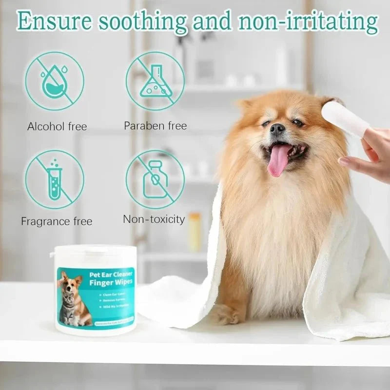 Dailypets Pet Ear Cleaning Wipes with Finger Design for Dogs and Cats Daily Care
