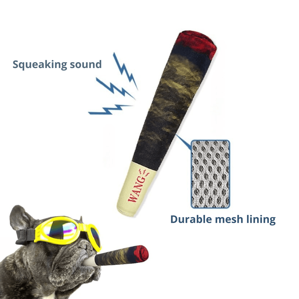Dailypets Plush Cigar Dog Toy with Squeaker for Chewing & Play