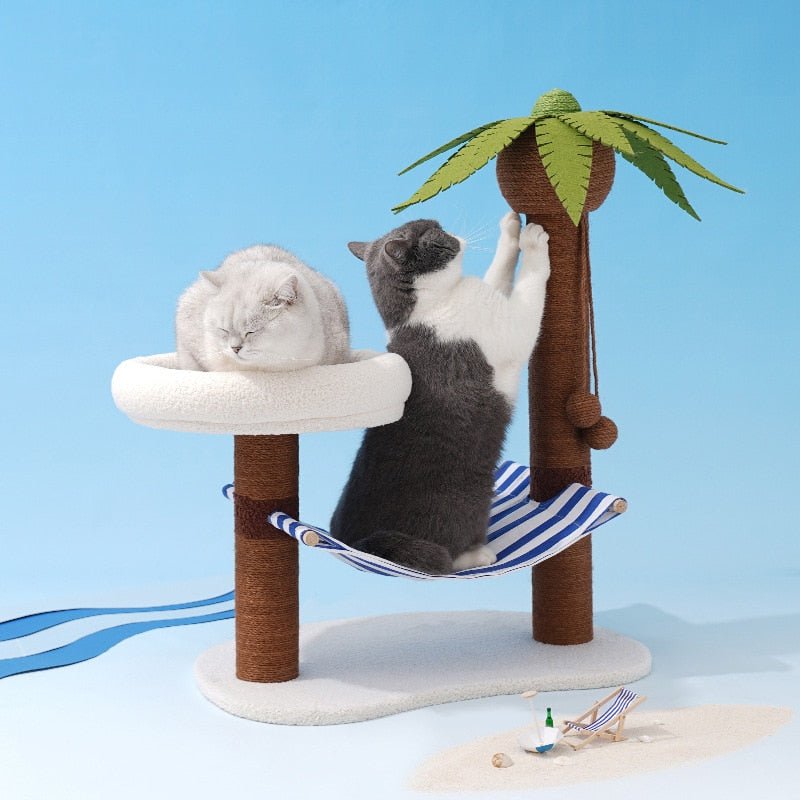 Dailypets Tropical Cat Tree – Elevated Cat Bed, Hammock & Palm Scratching Posts