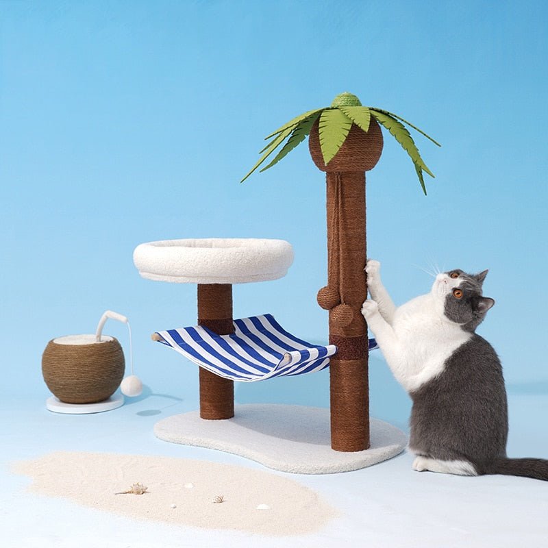 Dailypets Tropical Cat Tree – Elevated Cat Bed, Hammock & Palm Scratching Posts