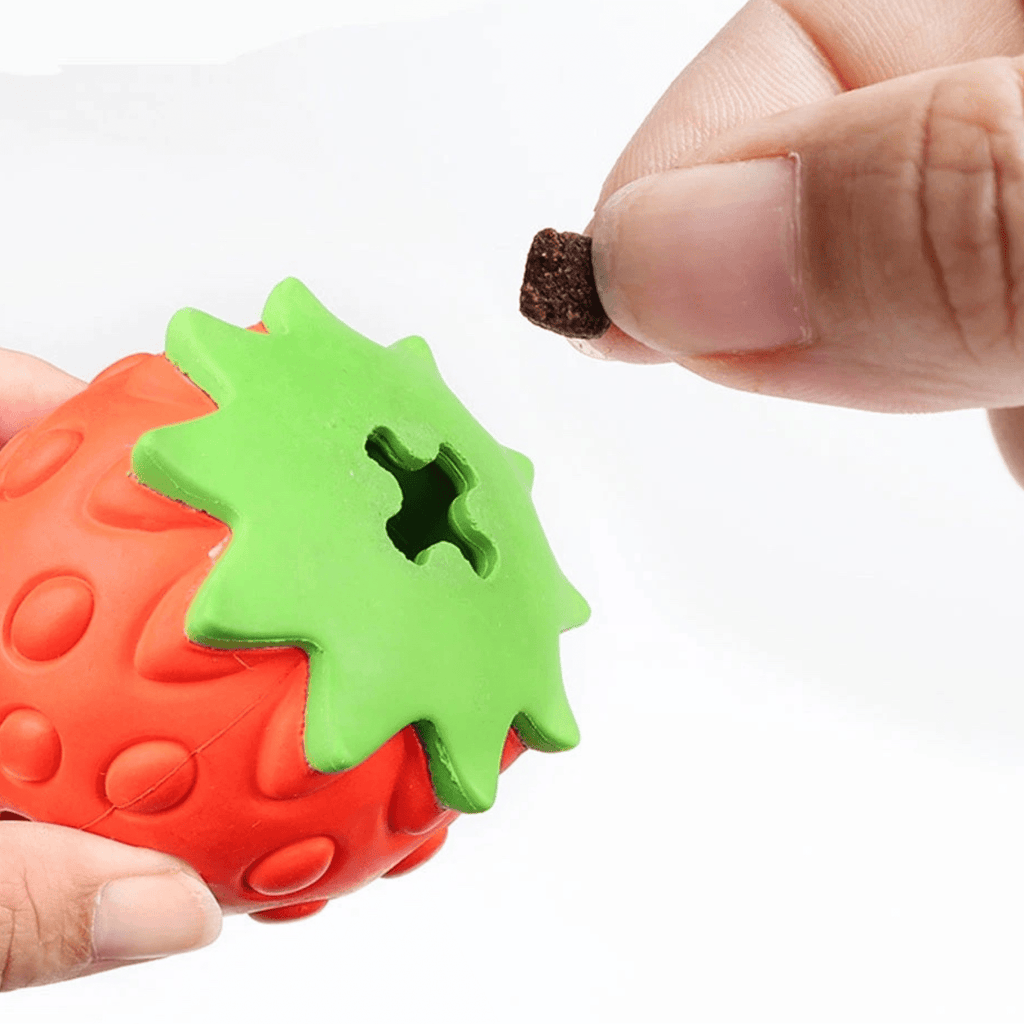 Dailypets Strawberry Treat Dispensing Dog Toy for Chewing & Slow Feeding