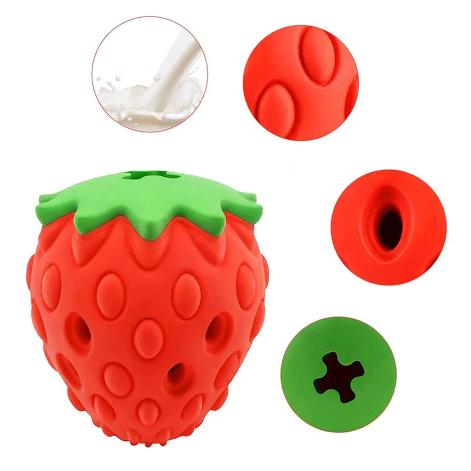 Dailypets Strawberry Treat Dispensing Dog Toy for Chewing & Slow Feeding