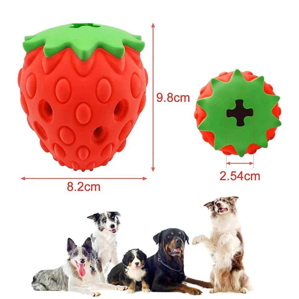 Dailypets Strawberry Treat Dispensing Dog Toy for Chewing & Slow Feeding