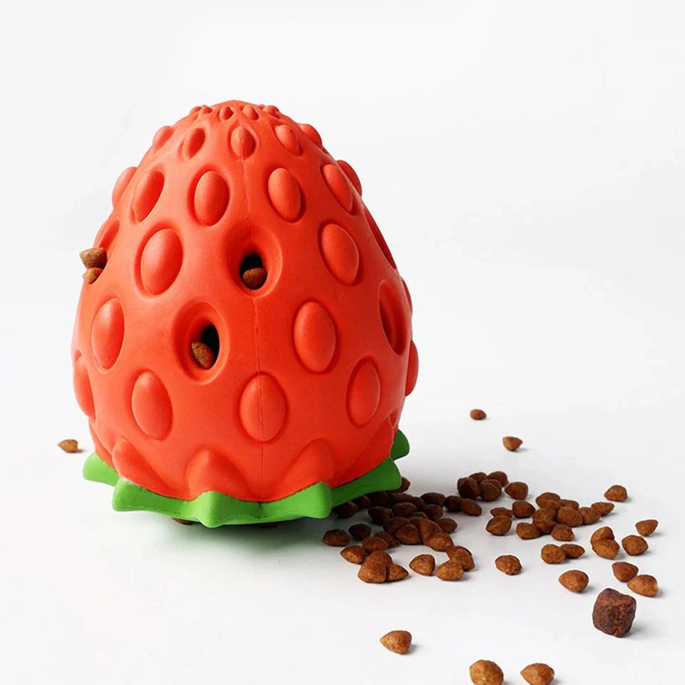 Dailypets Strawberry Treat Dispensing Dog Toy for Chewing & Slow Feeding