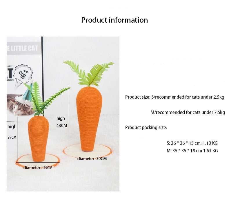 Dailypets Standing Carrot Cat Scratching Post – Interactive Cat Furniture