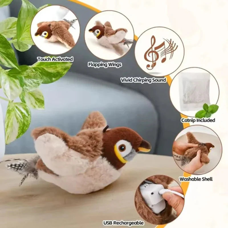 Dailypets Interactive Bird Toy for Cats with Flapping Wings, Sound & Motion Play