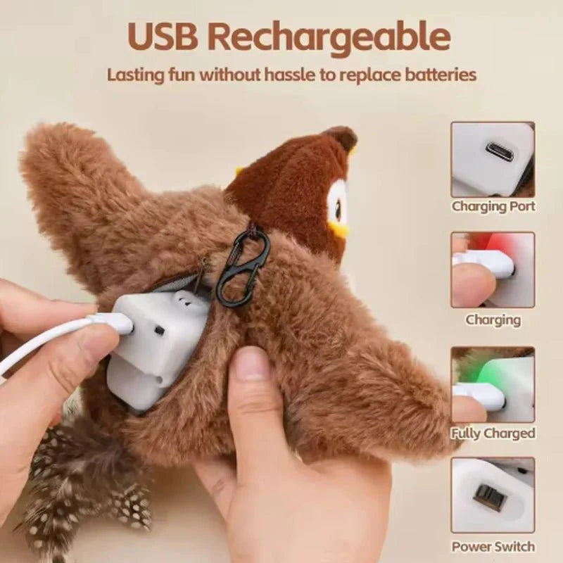 Dailypets Interactive Bird Toy for Cats with Flapping Wings, Sound & Motion Play