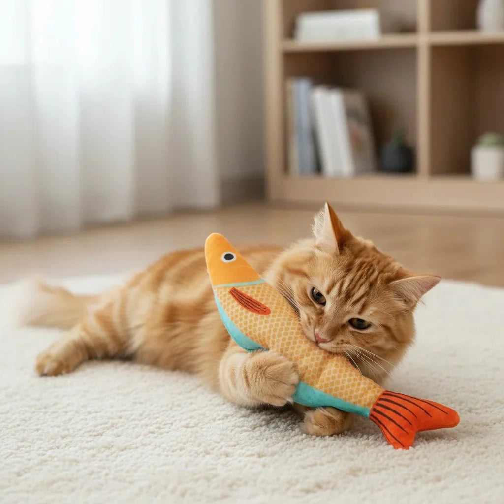 Dailypets Catnip Fish Toy for Cats with Plush Design & Interactive Chewing Fun Daily