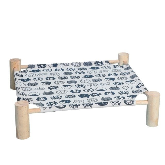 Dailypets Modern Raised Cat Bed – Japanese Style Canvas Pet Cot with Solid Wood Stand