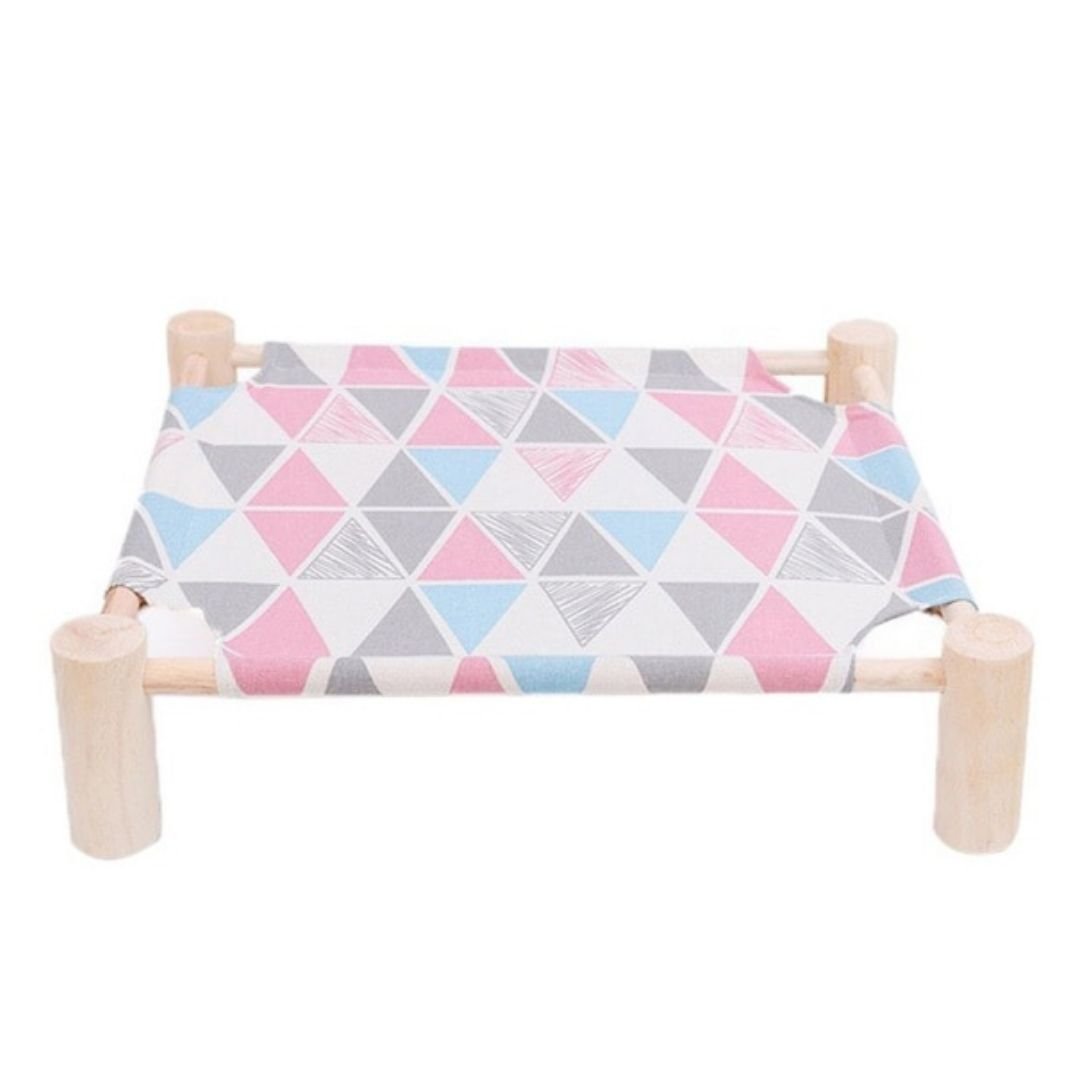 Dailypets Modern Raised Cat Bed – Japanese Style Canvas Pet Cot with Solid Wood Stand