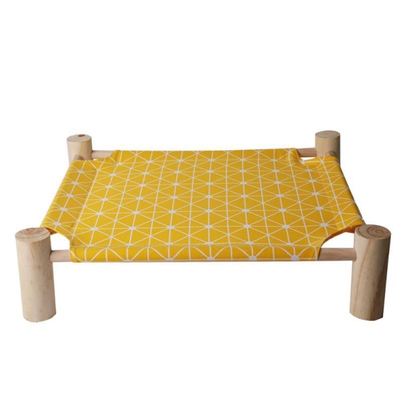 Dailypets Modern Raised Cat Bed – Japanese Style Canvas Pet Cot with Solid Wood Stand