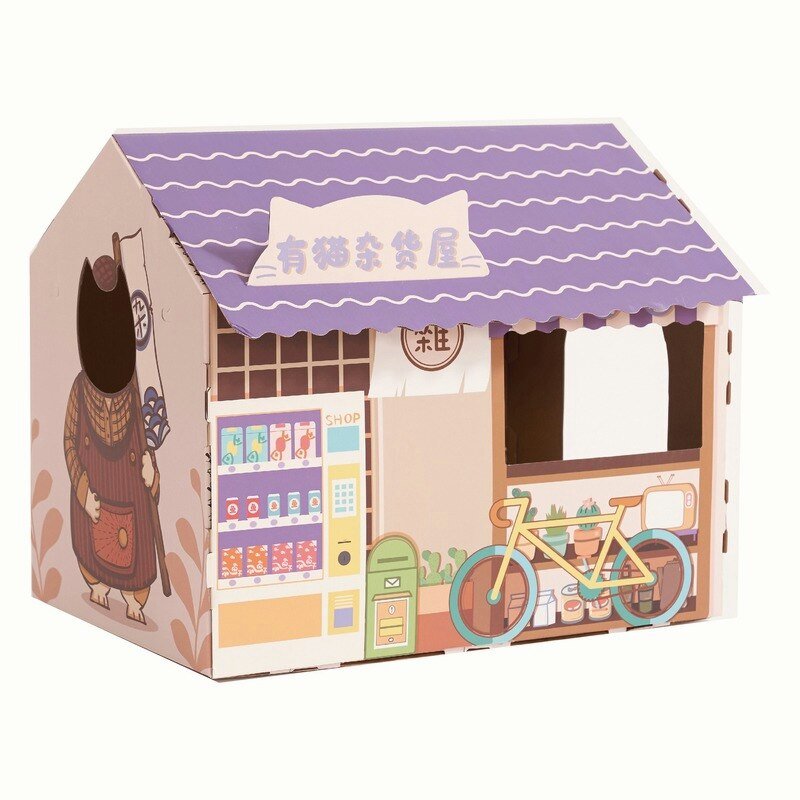 Dailypets Japanese Style Cat House – Cozy Indoor Cardboard Bed